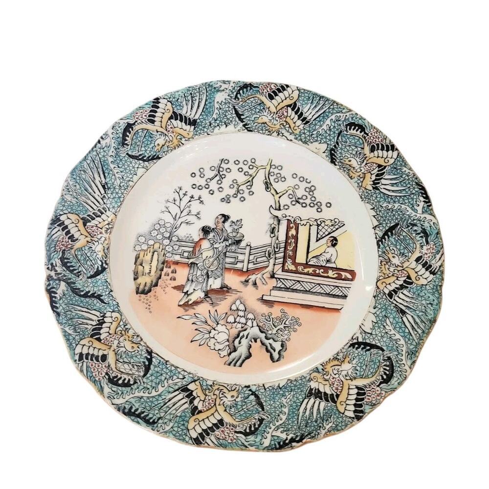 Antique Ashworth Bros Henley England Polychrome Ironstone Oriental Dinner Plate